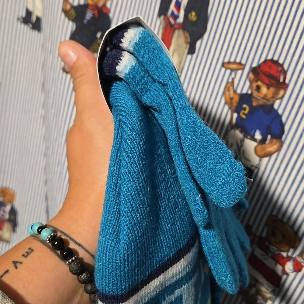 Kids Champion Teal 2 Piece Hat And Gloves Set Unisex